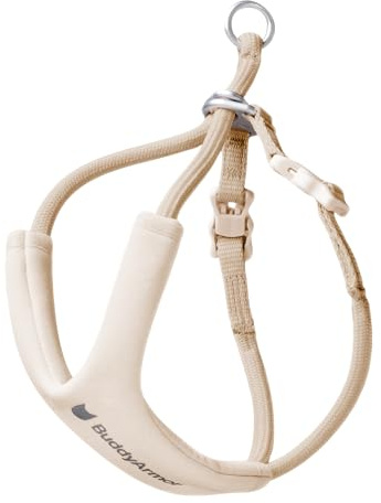 BuddyArmor Ausbruchsicheres Katzengeschirr Y-Form, Anti-Würgen Katzen Harness mit Schnellverschluss, Gepolstertes Brustgeschirr für Kitten & Katzen, Verstellbar, Ohne Leine (Naturfarbe, S)