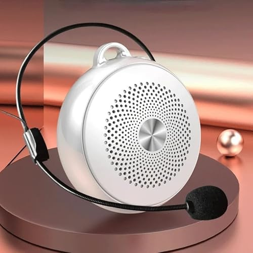 BINGNU Sprachverstärker, Tragbarer Mini-Megaphon-Hochleistungs-Sprachverstärker, kabelloser, multifunktionaler, persönlicher Display-Lautsprecher(White)