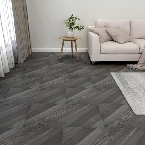 Holepyr Suelo de 55 piezas, gris, 5,11 m2, PVC, autoadhesivo, para salón, cocina, baño, pasillo, sótano, oficina, fácil de limpiar, solución interior moderna