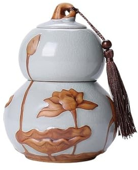 tebehållare Kalebass Tea Caddy med lufttätt lock och bärhandtag(Grijs,Små)