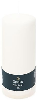 SPAAS Bougie Pilier Cylindre 80/200 mm, ± 100 heures, non-parfumée - blanc