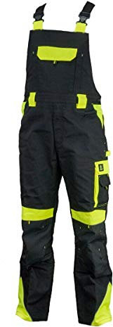 KG Profi Latzhose Urgent URG-Y SCHWARZ/GELB Herrenlatzhose Beruflatzhose Schutzlatzhose Arbeitslatzhose Sicherheitshose Latzhose (54)