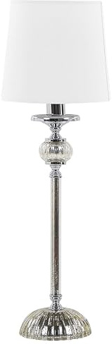 Elegante Tischlampe Lampenschirm aus Polyester Lampenfuß aus Glas weiß Kubena