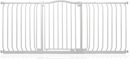 Safetots Curved Top Hundgrind, 170cm - 179cm, Mattvitt, Tryckmonterad Trappgrind, Barngrind för Dörrar, Hallar och Utrymmen, Säkerhetsbarriär, Enkel Installation