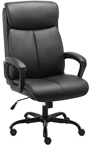 BASETBL Sedia Ufficio, Poltrone Ufficio Presidenziale, Pelle PU Ergonomica per Computer, con Schienale Alto, Girevole, Regolabile, Meccanismo Oscillante, Sedia Scrivania Studio, Portata Max 140 kg