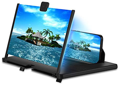 hopeful 12 Thin Foldable Phone Magnifier Screen Foldable HD 3D Blu-ray Easy to Carry Gadgets for Men Gifts Technology 3d Movies Phone Projector (black)