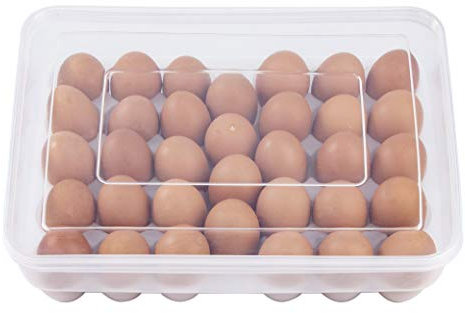 Contenitore per Uova Plastica Uova per Frigorifero Trasparente Scatola per Uova Antipolvere con Coperchio per Conservare 34 Uova