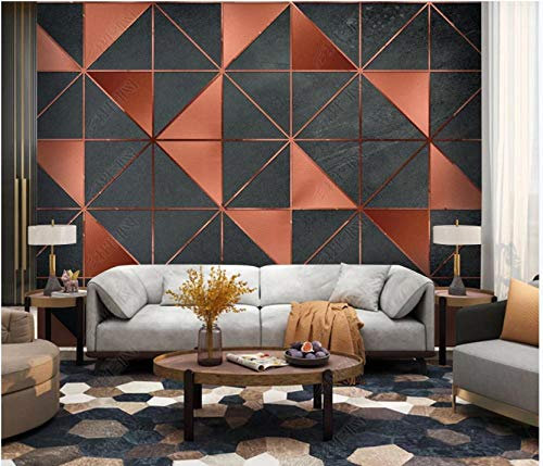 Wesmilewallpaper Papier Peint Panoramique 3D Motif D'Art Géométrique Noir Rouge Tapisserie Murales Papiers Peints Intissé Poster Mural 430X300Cm