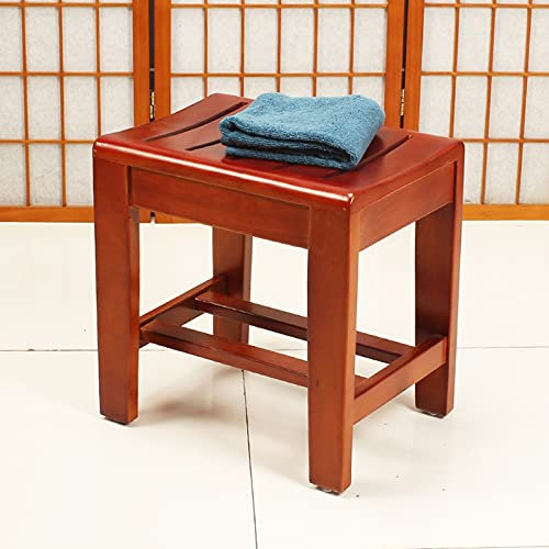 RTY-BY Shower/Bath Stools Wooden Bathroom Bench Shower Foot Rest for Bathtub Shaving Legs Spa Sauna Seat Bathing Seat Waterproof Non-slip for the Elderly Disabled, 40×30×40cm
