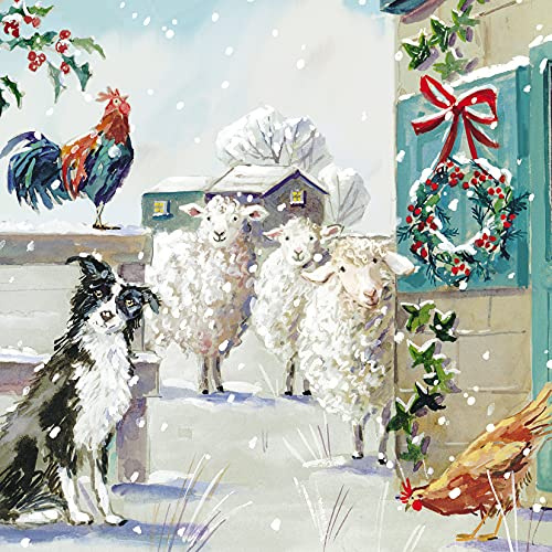 Ling Design Weihnachtskarten für Wohltätigkeitsorganisationen – Weihnachten auf dem Bauernhof – attraktives Design mit Schafen, Hühnern und Hunden – 6 Karten von 1 Design, mehrfarbig