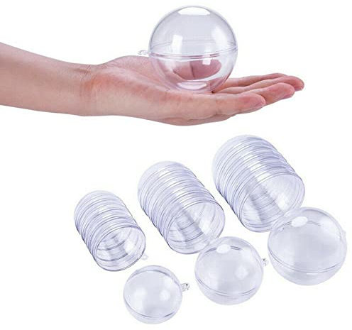 Befüllbare Acrylkugeln, 30 Stück bruchsichere transparente Bastelkugeln aus Kunststoff, zum Aufhängen und Abnehmen geeignet, geeignet zum Befüllen von Weihnachtsschmuck und Gadgets