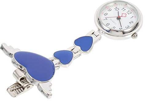 UKCOCO Krankenschwester Uhr Schwesternuhr mit Clip: Herz Brosche Taschenuhr Blau Krankenpfleger Uhr Vintage Geschenk Für Ärzte Krankenschwestern Sanitäter Damen Student