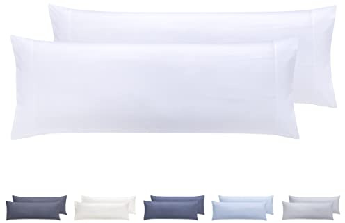 Todocama – Juego de 2 Fundas de Almohada, Microfibra Extra Suave, hipoalergénicas. Juego de 2-90x40 cm Blanco