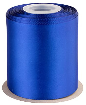 Dubbelsidigt satinband, 100 mm x 22 m, massivt polyesterband, perfekt för presentförpackning, hantverk, bröllopsfest ceremonidekoration, blomsterarrangemang, sömnad (kobolt)