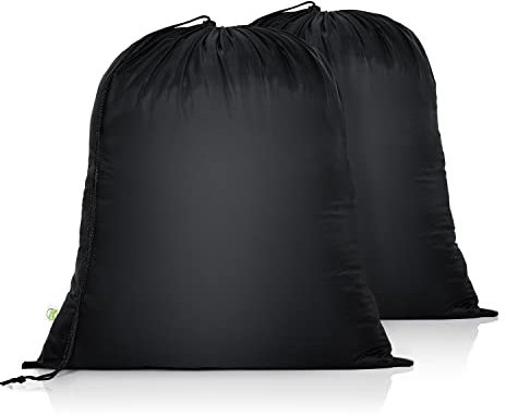 OTraki Wäschesack Reise mit Kordelzug 50x60 cm Schmutzwäsche Wäschesammler Reise Faltbare Wäschebeutel Groß Laundry Bag Wäscheraum Schwarz für Camping Reisen
