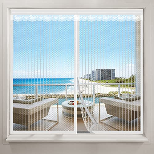 Zanzariera Magnetica Regolabile 130×150cm per Finestre, Apribile con Calamita, Tenda Anti-Zanzare Senza Anelli Rete - Bianco