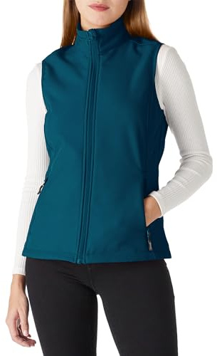 Outdoor Ventures - Gilet in softshell da donna senza maniche, leggero, antivento, caldo, con collo alto, in pile, per sport, golf, con 4 tasche, per escursionismo, campeggio, XS