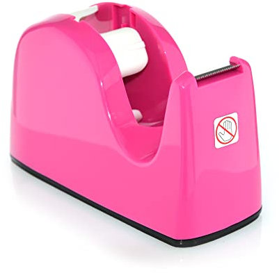 Dispensador de Cinta Adhesiva de Sobremesa -MEDIANO - REF.0517-R - muy Pesado, Alta Calidad y Apto para 33 y 66 mts. by Office Box (Fucsia)