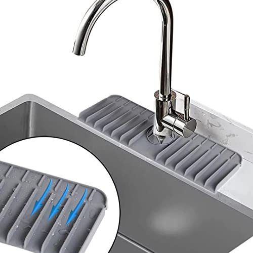 Silicone Faucet MAT, Silicone Kitchen Sink Faucet Splash Guard MAT for Sink and Bathroom, Silicone Faucet Handle DRIP Catcher Tray. Multipurpose Used. (Black)