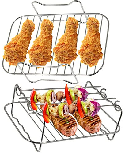 SPARES2GO Grill Shelf Racks Compatible with Tower T17088 T17100 Vortx Air Fryer (+ 4 Skewers)