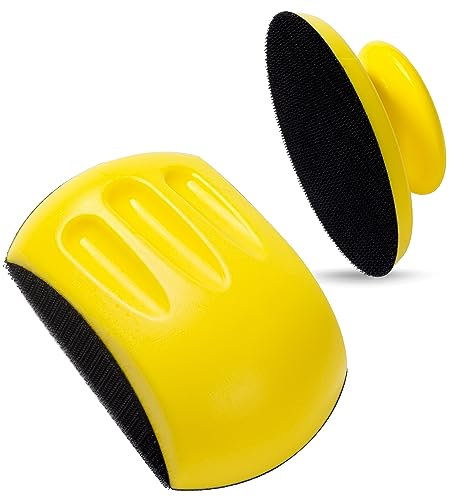 Shawya 5 Inch Hand Sanding Block Hook and Loop Sanding Block 2 PCS Round and Mouse Hand Sanding Blocks Foam Sanding Blocks Auto Body Hand Sanders for Wood Mouse Sanding Pad Sandpaper Holder