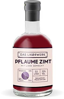 LIKØRWERK Weihnachtslikör Pflaume-Zimt 1 x 0,5 L, 20% vol. Alk, Pflaume-Zimt Likör aus Deutschland, bezaubernd winterliches Aroma, weicher und intensiver Geschmack, Pflaumenlikör mit Zimt