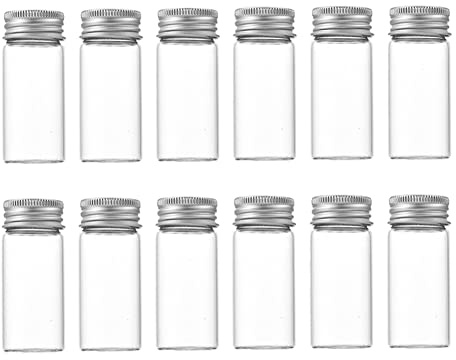 Lot de 12 Mini flacons vides en Verre Transparent avec Bouchon à vis en Aluminium - 30 ML