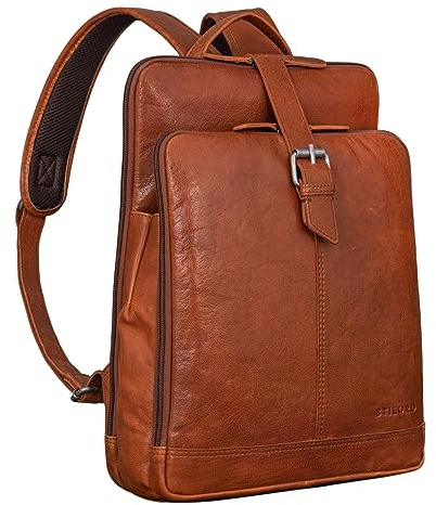 STILORD Rena Rucksack Leder Vintage Groß Cityrucksack Herren und Damen Tagesrucksack Laptop Rucksack 13-14 Zoll Damenrucksack/Herrenrucksack Echtleder Unisex Farbe:maraska - braun
