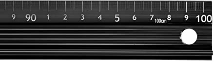 HARFINGTON Raised Grip Metal Ruler 100cm Metric Ruler Measure Aluminum Alloy Anti Slip Protective Ruler Straight Cutting Ruler Measuring Tool with Hanging Hole for Cutting Measuring, Black