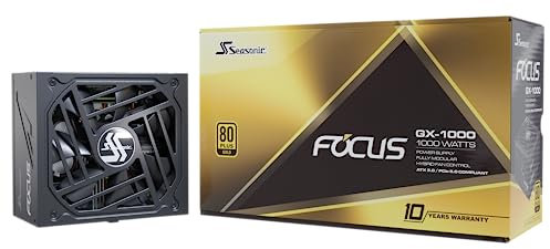 Seasonic Focus GX-1000 ATX 3.0, alimentation, ATX12V 3.0, 80 Plus Gold, 1000 Watt, modulaire, PCIe 5.0, connecteur 12VHPWR, noir