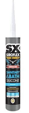 SX Siroflex Sanitary Silicone White, 300ml, Premium Grade Anti‑Fungal | Delivers a Long Lasting Flexible Watertight Seal for Baths, Showers, Kitchens and Basins