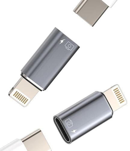 OTG Audio Adaptador USB C a Lightning(Lote de 2) iPhone Cargador Cable USBC Hembra Jack Apple Macho Enchufe Convertidor Mini Tipo Cámara Flash Disco Adaptador para 14 13 12 11 Pro MAX 7 X iPad Air