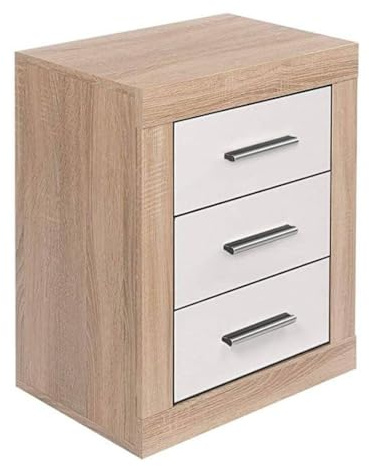 SHIITO | Mesita de Noche con 3 Cajones | Ideal para Dormitorios | Color Cambrian Blanco - 60 x 50 x 34,6 | Modelo Bono