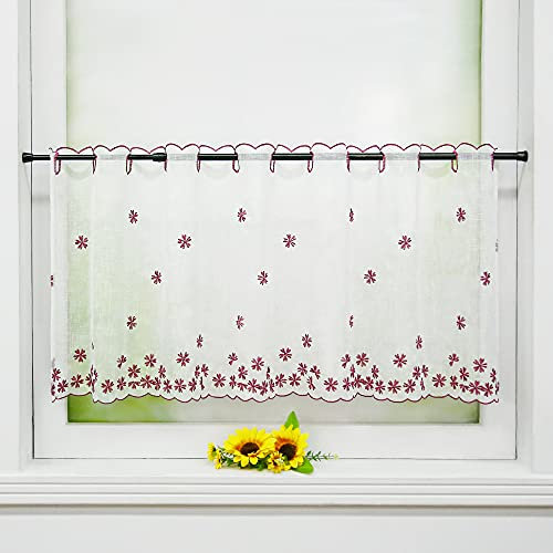 Joyswahl Scheibengardinen Küche Bistrogardine modern »Felizia« Cáfe Gardinen Kurz Weiß Küchengardinen Landhaus Kurzstores Violett HxB 60x90cm 1 Stück