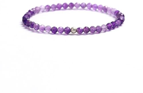 KIM JOHANSON® Damen Perlenarmband mit echten Natursteinen und 925 Silber Perle I Naturstein Armband mit 4mm Edelstein Perlen I Elastisches Kugelarmband I Handgemacht I Wasserfest I Inkl. Schmuckbeutel