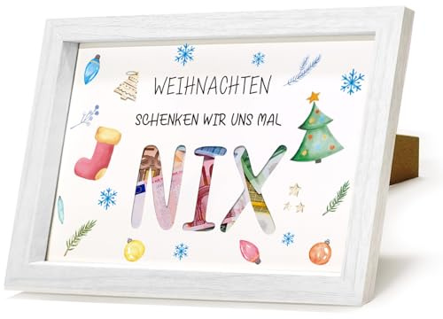 HSDSH Geldgeschenk Weihnachten NIX, Weihnachtsgeld Verpackung, Nichts gewünscht, Geldgeschenk für alle die Sich Nichts wünschen NIX Frauen und Männer lustige Geschenke zu Weihnachten