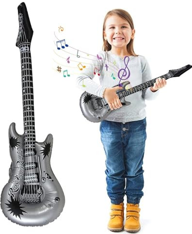 Gitarrenballon, aufblasbare Gitarre für Kinder - Aufblasen von Gitarreninstrumenten - Lustiges aufblasbares Gitarrenspielzeug, Partydekorationen, aufblasbare -Requisiten,
