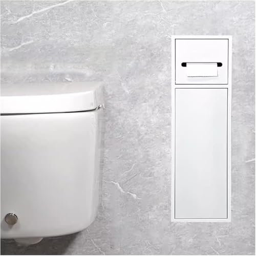Wrobelax Nicho de baño de acero inoxidable, soporte para rollo de papel higiénico integrado, estante de almacenamiento para escobilla de baño, hotel, estante empotrado de nicho insertado en la pared