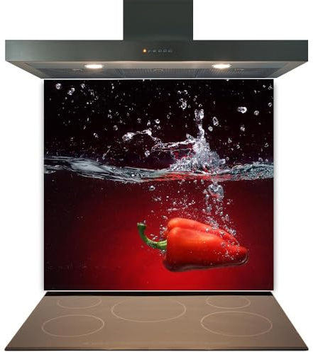 Glass Kitchen Splashback Panel – Design 2001, 60x60cm, 6mm Toughened Heat Resistant Tempered Glass Hob Backsplash with Polished Edges, Easy Clean Cooker Wall Protector for Modern Kitchen Cooker & Hob