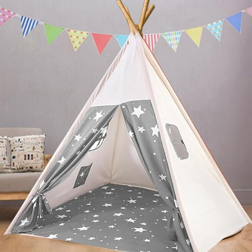 Pamatio Teepee Tent For Children, Star Pattern Kid's Tipi Tent For Indoor Outdoor, Wigwam Play Tent, Children Playhouse, Kid's House Room Decoration For Party Festivals
