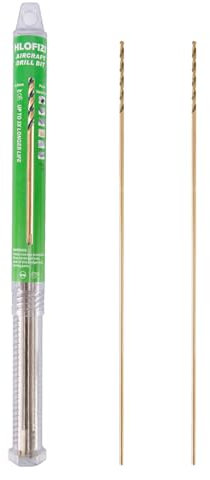 HLOFIZI 3/32 x 12 Inch Extra Long Drill Bits (2 Pack), Aircraft Drill Bit Black and Gold M2 HSS for Wood, Plastic, Thin Metal Sheet