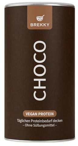 Brekky Choco - Polvere proteica vegana senza dolcificanti, alta proteina | Proteine di cioccolato vegane, alto contenuto proteico e ricco di fibre. Senza dolcificanti. Vegano.