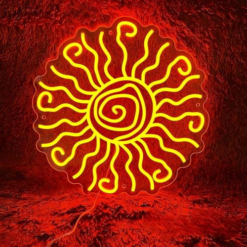 Wacky Sun Neon Sign LED Night Lamp for Room Wall Decor Sun Sign Bedroom Aesthetic Sunrise Sunset Neon Sign for Party Art Neon Design for Bedroom Home Bar Room Decor Gift