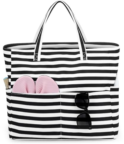 Strandtasche Badetasche Große XXL mit Reißverschluss Familie Beach Bag Shopper Damen, Leicht Faltbare Grosse Schwimmbadtasche, Urlaub Must Have Einkaufstaschen für Reisen Einkaufen Picknick Alltag