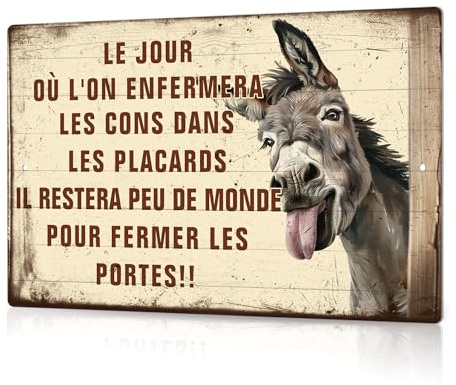 Putuo Decor Plaque Métallique Humour Ane avec Citation Ironique, Panneau Vintage pour Décoration Murale Toilette Cuisine Salon, Plaque en Aluminium Rigide, 30x20 cm(dans Les Placards)