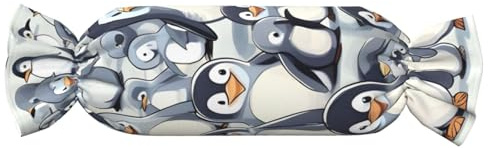 HJLUUFT Cute Baby Penguins Sketch Print Candy Roll Pillow for Bed,Office,and Travel with Washable Cover, Home Decor Gift Versatile