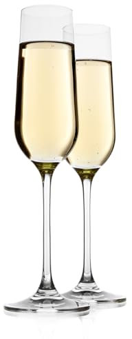 2 PCS Elegant 6.9 Ounce Glass Champagne Flutes for Birthdays Weddings, Clear Champagne Glasses, Perfect for Celebrations and Toasts Durable and Stylish