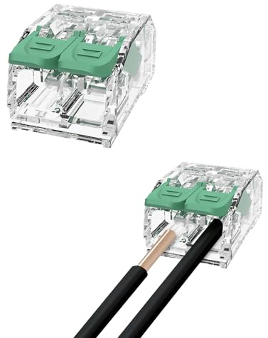 EDO Hebelklemmen 2-polig Grün 100 Stück - Verbindungsklemmen für starre & flexible Leiter 0,2-4 mm² - VDE geprüft, 32A 450V - Kompakte Elektro-Klemmen für Elektroinstallation im Innenbereich