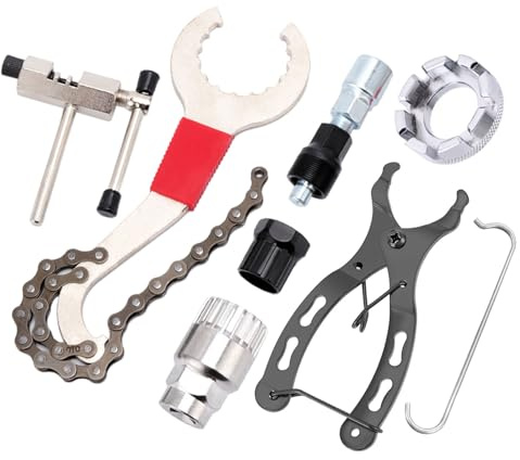 Kit di attrezzi per la riparazione di biciclette Kit professionale per la manutenzione della bicicletta 9 pezzi con cassetta della catena di estrazione della manovella (kit 7 pezzi)