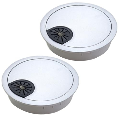 RLMVGBX Desk Cable Grommet, 60mm, 2-Pack, Silver | 2-pack 60mm desk grommets,plastic body with silicone outlet.Flexible opening for cables.For office&home desk wire management.